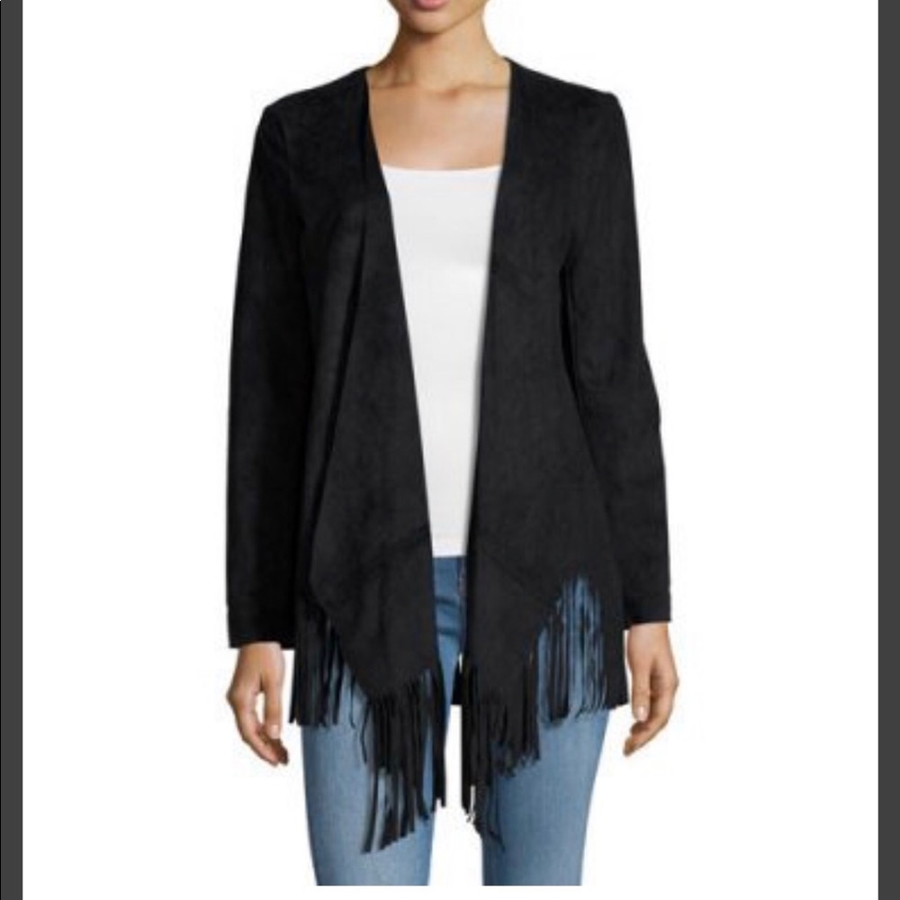 Catherine Malandrino FRINGE FAUX SUEDE JACKET